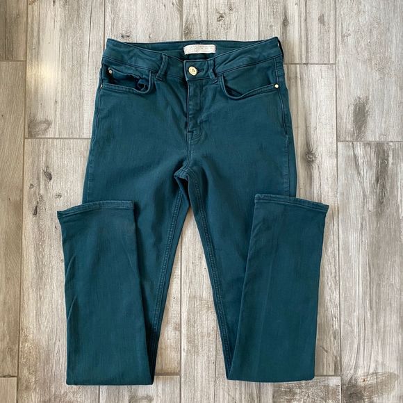 Zara Basic Denim Z1975 Blue Green Skinny Jeans 4